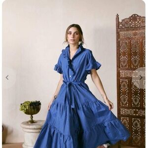 Milly Blue Striped Maxi Dress